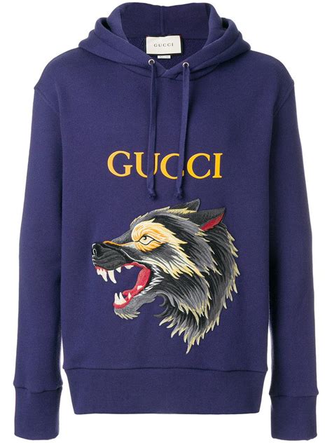 gucci sweatshirt with wolf print on hoodie|original Gucci hoodie.